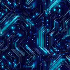 Abstract Blue Circuit Board, Technology Background, Digital Design