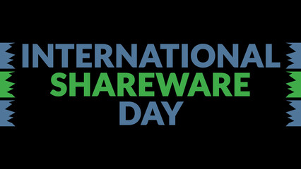 International Shareware Day text with side lines on a black background. Which is observed every year in December to celebrate International Shareware Day.