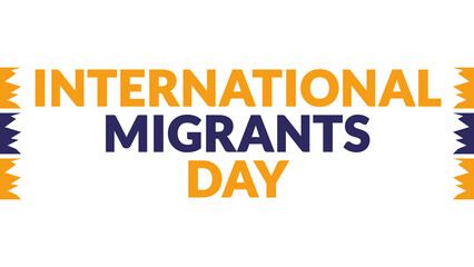 International Migrants Day text with side lines on a White background. 