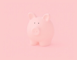 A piggy bank featuring a home and car icon is displayed on a soft pink pastel colored background for money savings illustrations._00002_