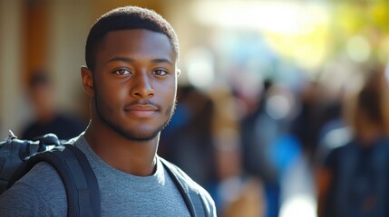 Fototapeta premium Black students return to school with group of students