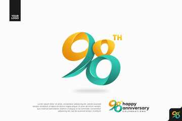 Number 98 logo icon design, 98th birthday logo number, anniversary 98