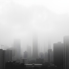 Fototapeta premium Monochrome Urban Skyline Shrouded in Fog
