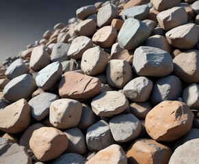 A pile of weathered rocks with a grayish patina, outdoor landscape, natural scenery, stone piles