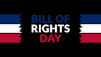 Bill of Rights Day text with side lines on a black background. Which is observed every year in December to celebrate Bill of Rights Day.