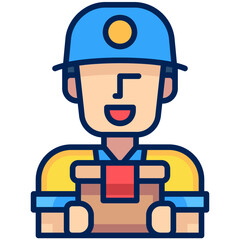 delivery man Filled Line Icon