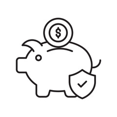 Savings line icon with white background vector stock illustration