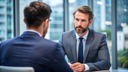 Ejecutivo de negocios discutiendo los detalles del proyecto solar con el cliente en una oficina moderna. Presentaci&oacute;n de negocios de energ&iacute;a solar, reuni&oacute;n de empresarios en la oficina.