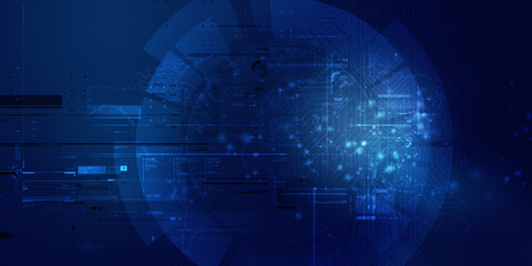 2d illustration Abstract futuristic electronic circuit technology background