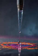 Needle and thread with a drop of liquid on the surface, color, needle