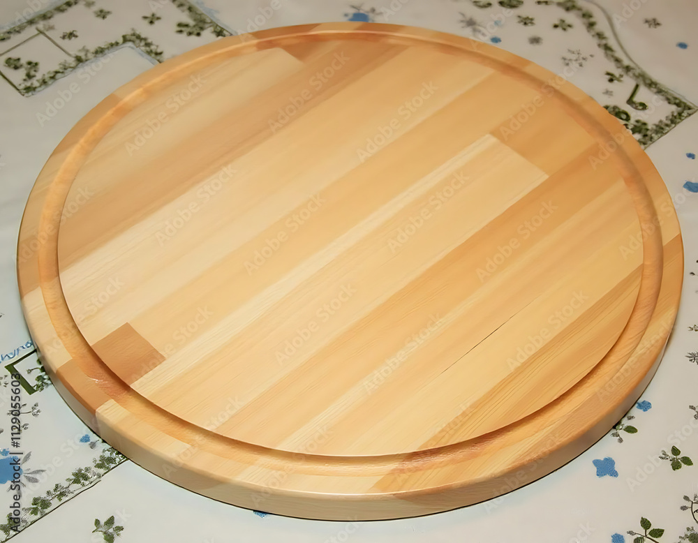 Poster A chopping board is placed on a tablecloth, set against a clipping path for use as a design element._00002_