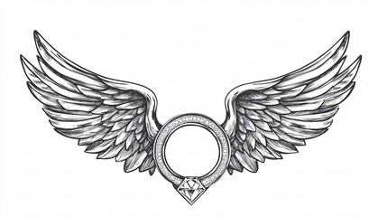 Obraz premium Ethereal Angel Wings Halo Vector Illustration for Graphic Design Projects