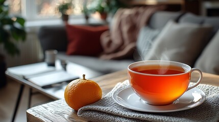 Close-up of a hand holding a cup of tea relaxing