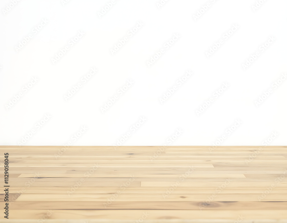 Poster a beautifully textured wooden tabletop with a clean white background is ideal for creating product d