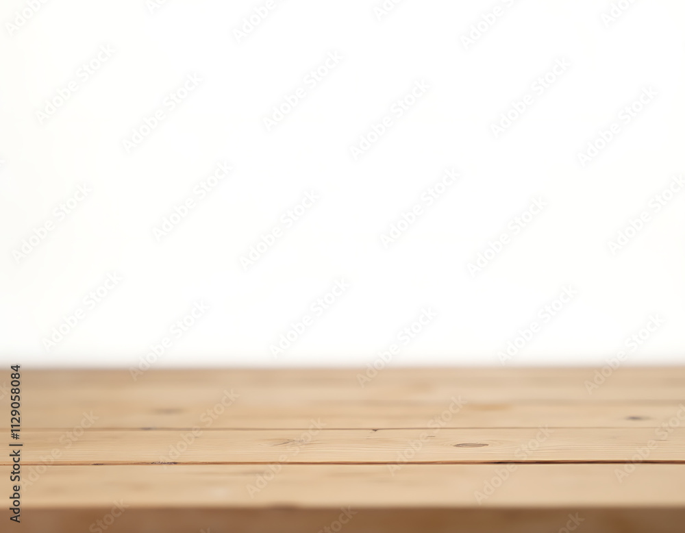 Poster a beautifully textured wooden tabletop with a clean white background is ideal for creating product d