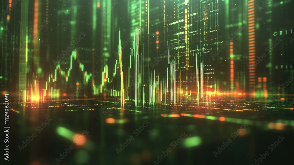 Fototapete abstract digital visualization of data trends and analytics in a futuristic setting.
