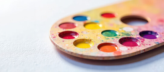 Vibrant paint palette with mixed colors on textured surface