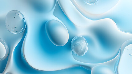 Abstract Blue Liquid Forms and Spheres