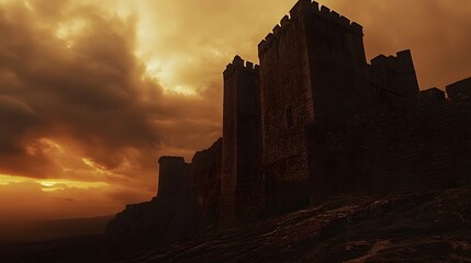 Obraz premium Sunset Fortress Illustration
