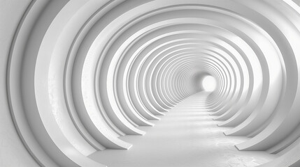 Obraz premium Futuristic White Tunnel with Circular Arched Design..