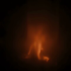 The image is a blurry, dark scene dominated by an orange-colored, fiery glow, possibly emanating from a fireplace or a candle, with no discernible text present.