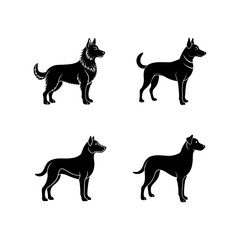 set of dog silhouette, black and white silhouette, vector and illustration
