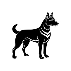 dog silhouette, black and white silhouette, vector and illustration