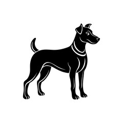 dog silhouette, black and white silhouette, vector and illustration