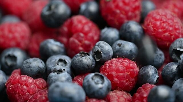 background of blueberries and raspberries