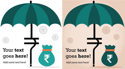 Insurance and finance saving protection in economy crisis, safety investment or all weather portfolio concept. Wealth protection. Vector Illustration