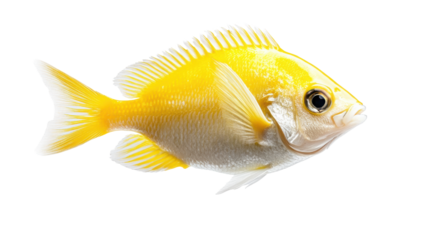 Vibrant Yellow Fish on Transparent Background