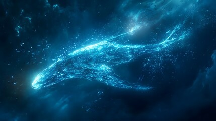 Abstract Blue Whale 3D Illustration