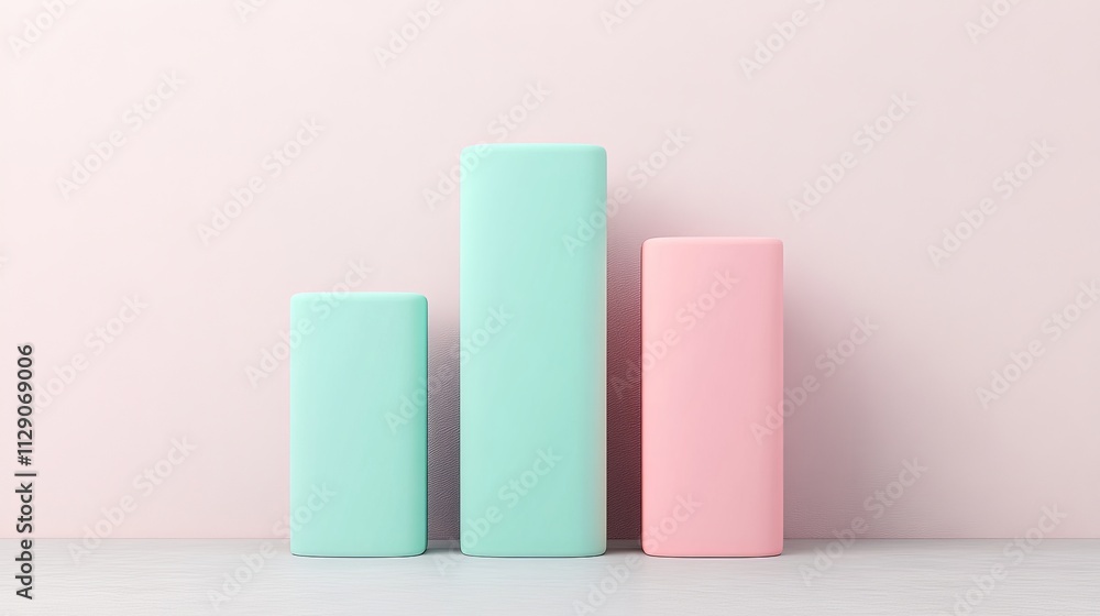 Poster pastel progress: a minimalist and modern visual representation of growth and success, featuring thre