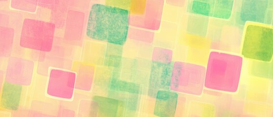 Vibrant abstract digital pattern with pastel pink, yellow, and green squares