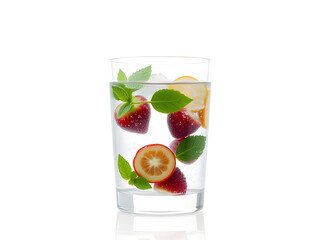 a fresh infus water with white solid background