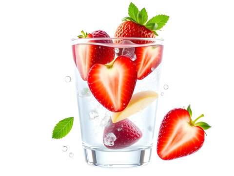 a fresh infus water with white solid background