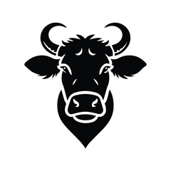 Cow face vector illustration on a white background, you can easily change color and use any type of design.