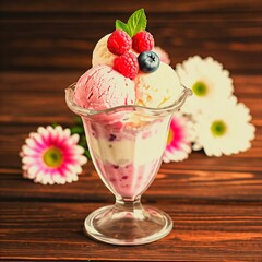 ice cream with strawberry