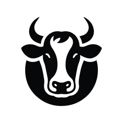 cow head logo silhouette vector
