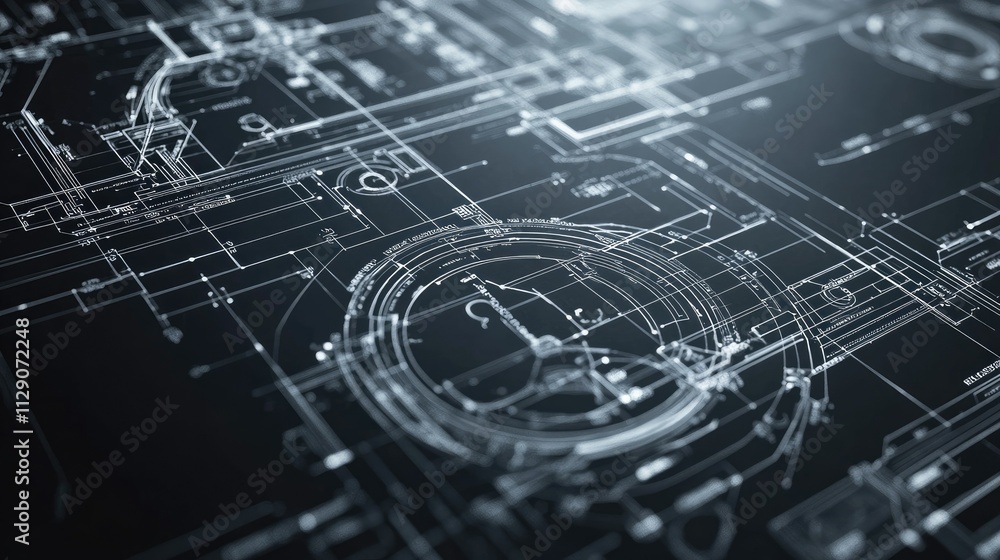 Aufkleber technical blueprints in abstract innovation