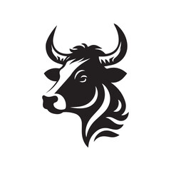 cow head silhouette vector logo design