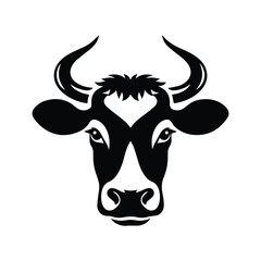 cow head silhouette vector logo design