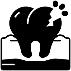 tooth broken Black Fill Icon