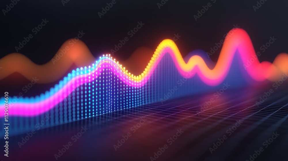 Poster ascending data: a vibrant and abstract visualization of data growth, captured in a dynamic line grap
