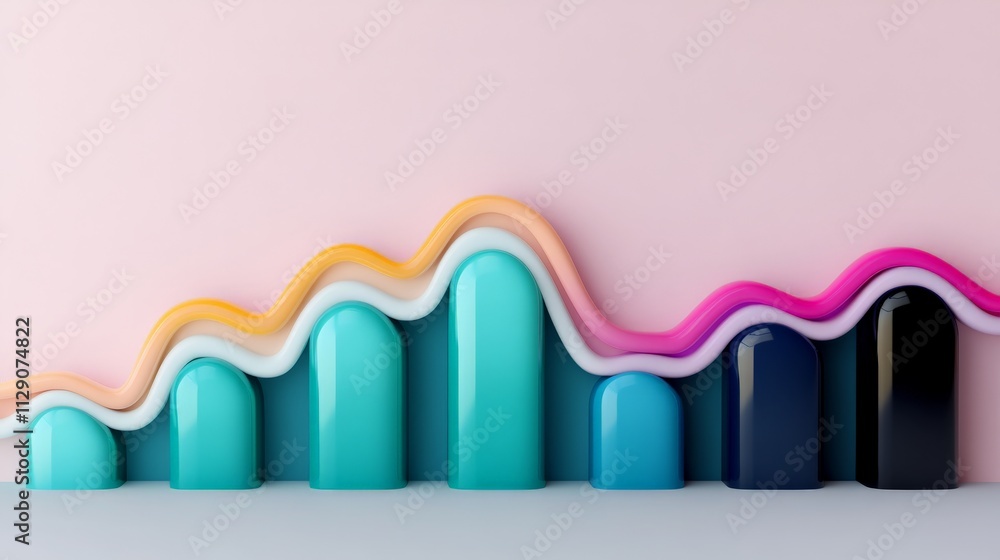 Poster abstract growth: a vibrant, abstract representation of growth and progress, featuring colorful, 3d s