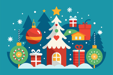 Obraz premium Merry christmas decorative background