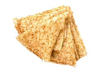 Close up on a stack of folded crepes (french pancakes), isolated on transparent background, Chandeleur tradition, png file