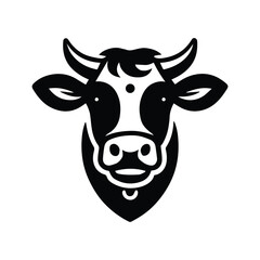 Vector design of cow's head on a white background.
