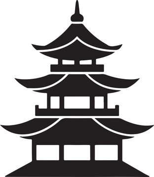 black pagoda building silhouette clip art preview