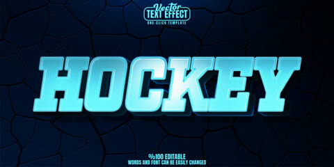 Hockey editable text effect, customizable ice and frozen 3d font style